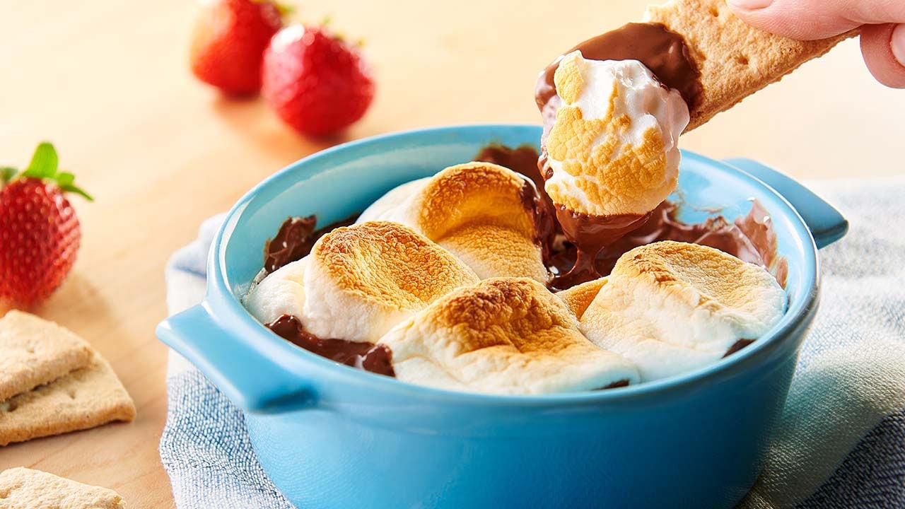 ramekin of cookie dough smores dip