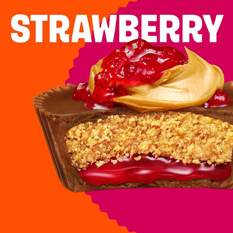 reeses peanut butter and jelly strawberry flavored big cup