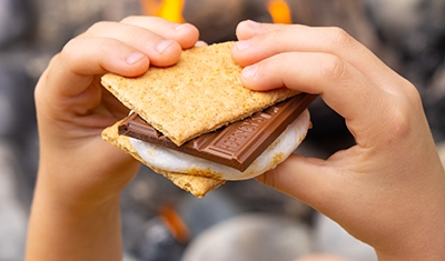 hands holding a smore
