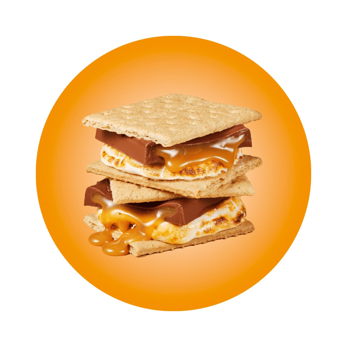stack of smores made with hersheys caramel chocolate candy bars